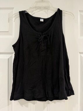 Old Navy Black Ribbed Lace-Up Tank Top